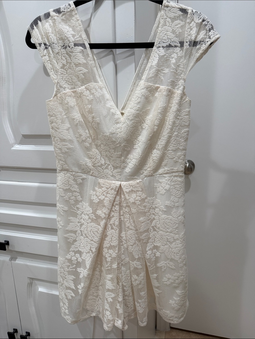 BCBGeneration Ivory Lace V-Neck Romper